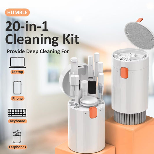 20 in 1 Smart Gadget Cleaning Kit – All-in-One Screen & Keyboard Cleaner with Cleaning Pen, Spray, Microfiber Cloth, Dust Blower, Key Puller & Brushes for Smartphones, Tablets, Laptops & PC's
