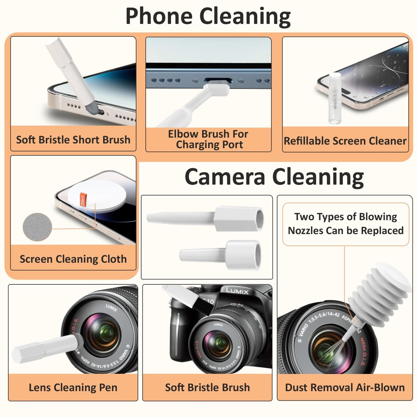 20 in 1 Smart Gadget Cleaning Kit – All-in-One Screen & Keyboard Cleaner with Cleaning Pen, Spray, Microfiber Cloth, Dust Blower, Key Puller & Brushes for Smartphones, Tablets, Laptops & PC's