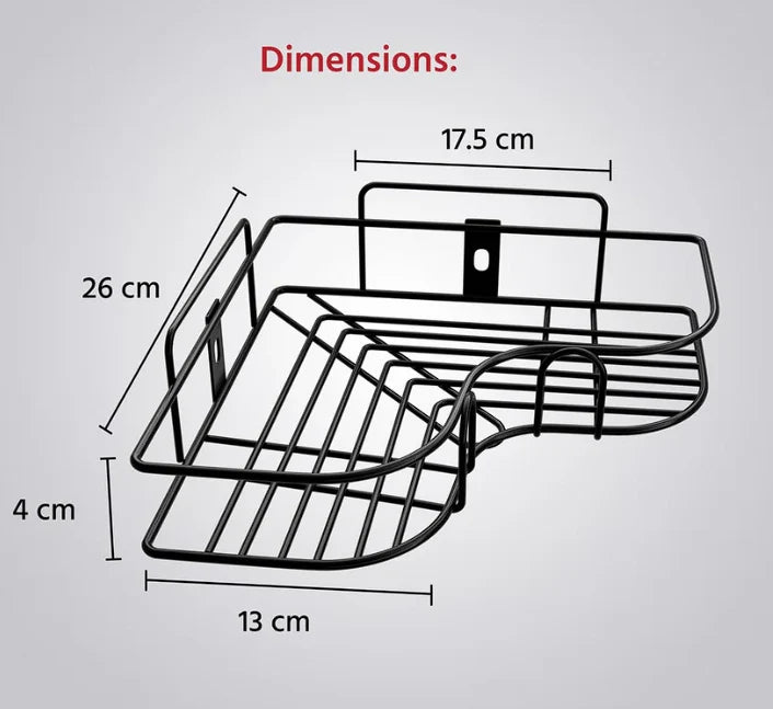 Metal Corner Shelf Rack | Self Adhesive Wall Mounted Storage Organizer for Bathroom & Kitchen